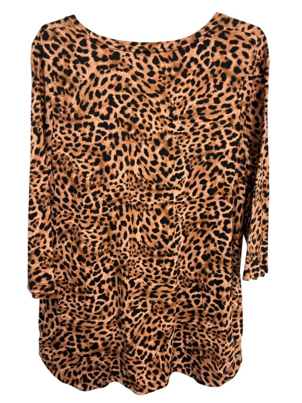 Chicos Pocket Tee Medium Top Animal Print Cotton Blend Slub Leopard Office - Picture 4 of 9